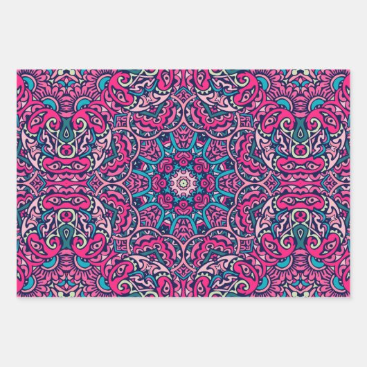 Boho Mandala Abstract Design Geschenkpapier Set (Vorderseite 3)