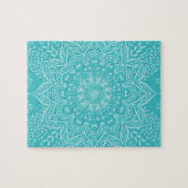 Boho Mandala Art Vibrannt Aquamarin Blue Picture Puzzle (Horizontal)