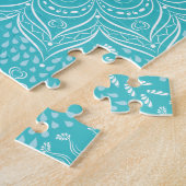 Boho Mandala Art Vibrannt Aquamarin Blue Picture Puzzle (Seite)