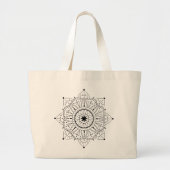 Boho Mandala Black Line Art Jumbo Stoffbeutel (Vorne)