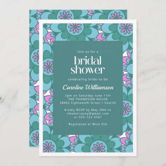 Boho Mandala Blume Colorful Groovy Brautparty Einladung (Vorne/Hinten)