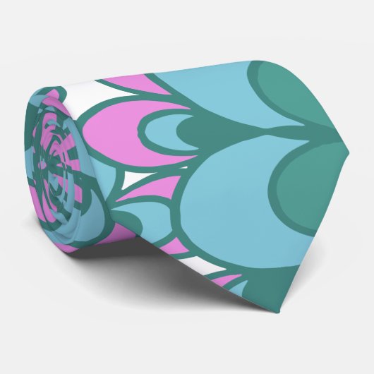 Boho Mandala Blume Farbenfroh Retro Groovy Muster Krawatte (Gerollt)