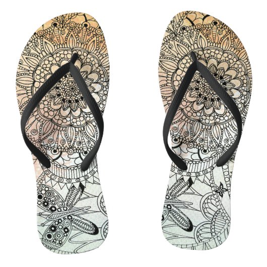 Boho Mandala Bohemisch Art Badesandalen (Fußbett)