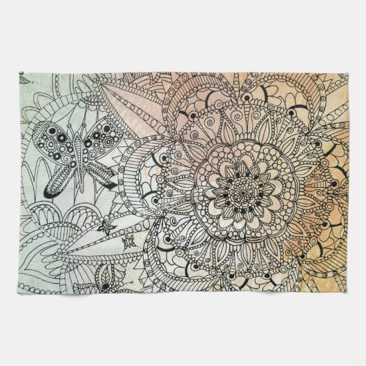 Boho Mandala Bohemisch Art Notebook Geschirrtuch (Horizontal)