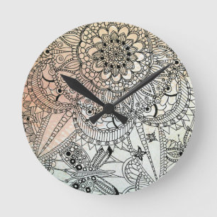 Boho Mandala Bohemisch Art Runde Wanduhr