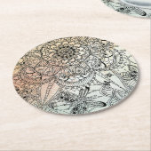 Boho Mandala Bohemisch Art Runder Pappuntersetzer (Angewinkelt)