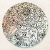 Boho Mandala Bohemisch Art Runder Pappuntersetzer (Vorderseite)
