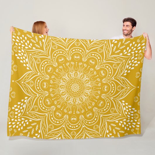Boho Mandala Bright Mustard Yellow Fleecedecke (Beispiel)