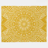 Boho Mandala Bright Mustard Yellow Fleecedecke (Vorderseite (Horizontal))