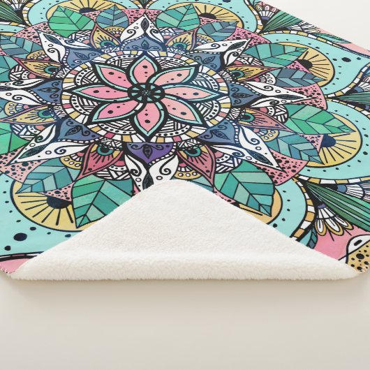 Boho Mandala Colorful Watercolor Floral Sherpadecke (3/4)