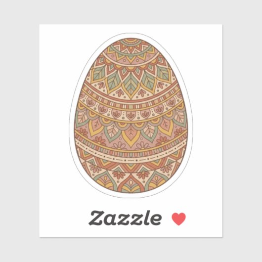 Boho Mandala Easter Egg Earth Tones Aesthetic  Aufkleber (Blatt)