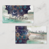 Boho Mandala Elegante Sage Green Gray Watercolor Visitenkarte (Vorne/Hinten)