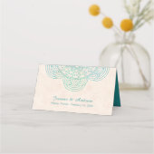 Boho Mandala Eleganter Aquamariner Hochzeitstisch Platzkarte (Rückseite)