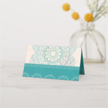 Boho Mandala Eleganter Aquamariner Hochzeitstisch