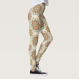 Boho-Mandala-Erdfarbton spirituelles Muster Leggings