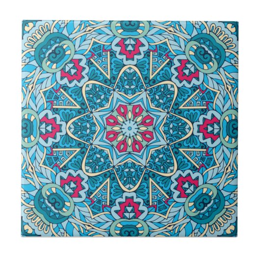 Boho Mandala Festive  Fliese (Vorderseite)