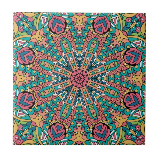 Boho Mandala Festive    Fliese (Vorderseite)