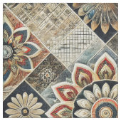 Boho Mandala Floral Modern Art in Earth Tones Stoff (Nahaufnahme)