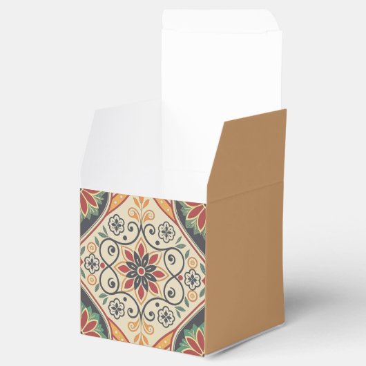 Boho Mandala Gevor Box - Erdgrünes Blumenmuster Geschenkschachtel (Geöffnet)