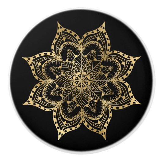 Boho Mandala Gold Black Keramikknauf (Vorderseite)