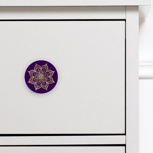 Boho Mandala Gold Lila Keramikknauf