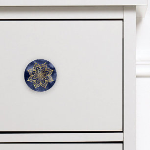 Boho-Mandala Gold Navyblau-Tintenstruktur Keramikknauf