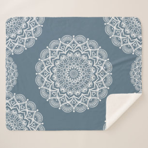 Boho Mandala Grayish Blue Sherpadecke