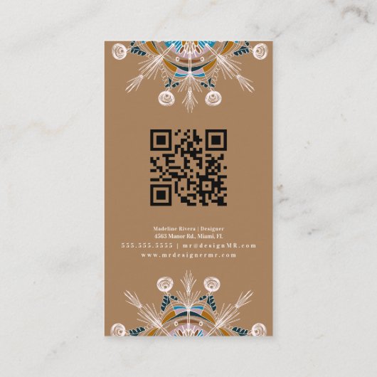 Boho Mandala Henna Artist Yoga Macrame Pattern Visitenkarte (Rückseite)