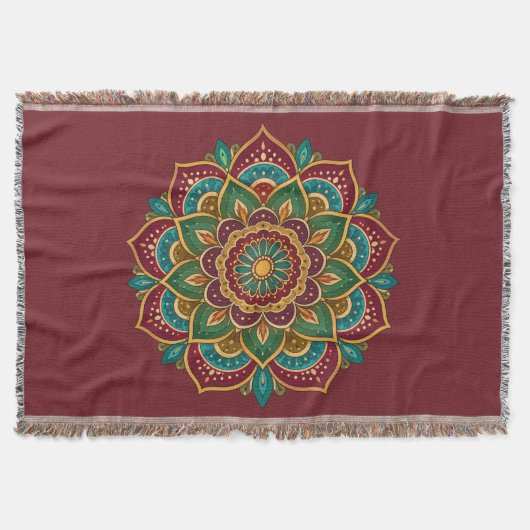 Boho Mandala Hippie Boho Decke (Vorderseite)