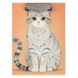 Boho Mandala Katze Pastell-Ornament-Paisley-Kitt Klemmbrett