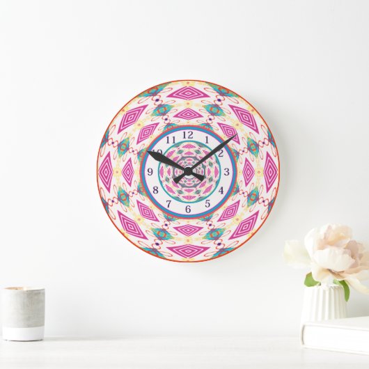 Boho Mandala Large Clock Große Wanduhr (Zuhause)