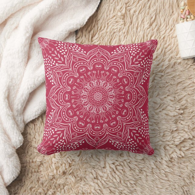 Boho Mandala Magenta Kissen (Decke)