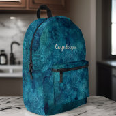 Boho Mandala Marled Aquamarin Blue Green Monogram Bedruckter Rucksack