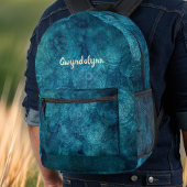 Boho Mandala Marled Aquamarin Blue Green Monogram Bedruckter Rucksack