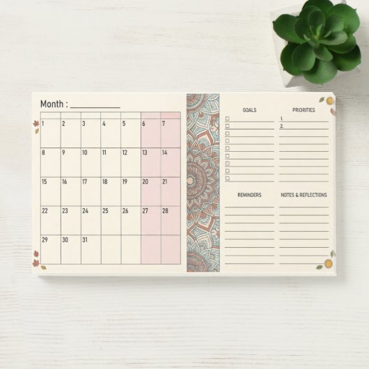 Boho-Mandala-Monatskalender Post-it Klebezettel (Büro)