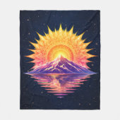 Boho Mandala Mountain Sunset | Cosmic Night Sky Fleecedecke (Vorderseite)