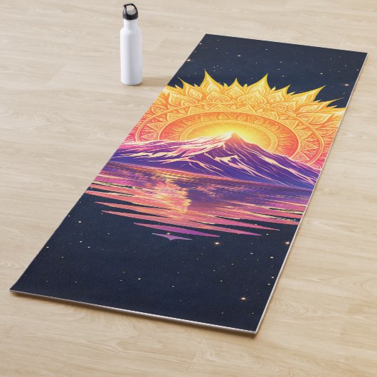 Boho Mandala Mountain Sunset | Cosmic Night Sky Yogamatte (Beispiel)
