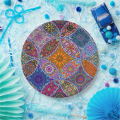 Boho Mandala Muster farbenfrohe Hippie Retro Vinta Pappteller (Party)