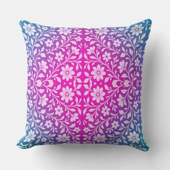 Boho Mandala Pink & Purple throw Pillow Kissen (Vorderseite)