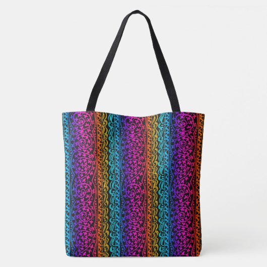 Boho Mandala Rainbow Blume & Leaf Tasche (Rückseite)