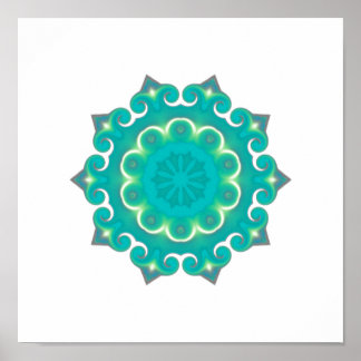 Boho Mandala | Retro Bohemisches Aquamarines Kalei Poster