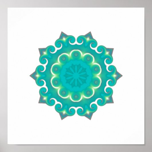Boho Mandala | Retro Bohemisches Aquamarines Kalei Poster (Vorne)