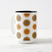 Boho Mandala Sun Third Eye - 90s Graphic Art Print Zweifarbige Tasse (Vorderseite Links)
