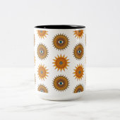 Boho Mandala Sun Third Eye - 90s Graphic Art Print Zweifarbige Tasse (Mittel)