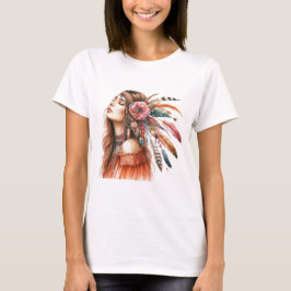 Boho Mandala T-Shirt – Floral Feathers 