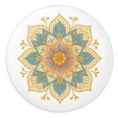 Boho Mandala Teal Blush & Gold Ceramic Knob Pull Keramikknauf (Vorderseite)