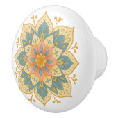 Boho Mandala Teal Blush & Gold Ceramic Knob Pull Keramikknauf (Rechts)