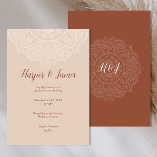Boho Mandala Terracotta Minimalistisch Wedding Einladung