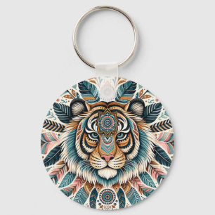 Boho mandala tiger feathwoman schlüsselanhänger
