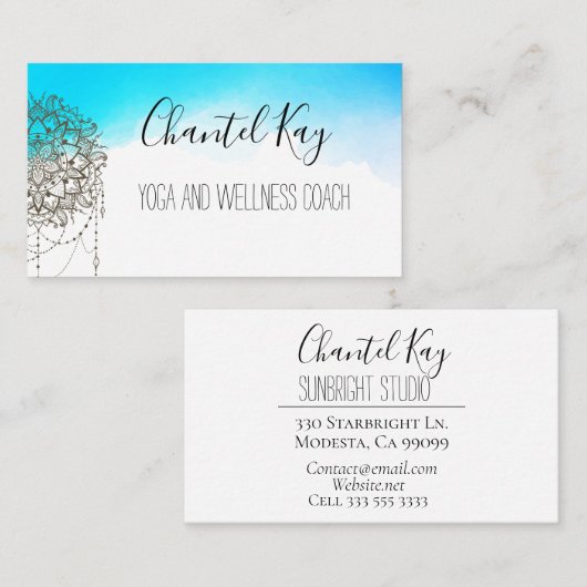 Boho Mandala Watercolor Business Card Terminkarte (Vorne/Hinten)
